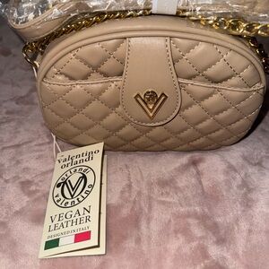 NWT Valentino Orlandi NUDE Quilted Crossbody Bag